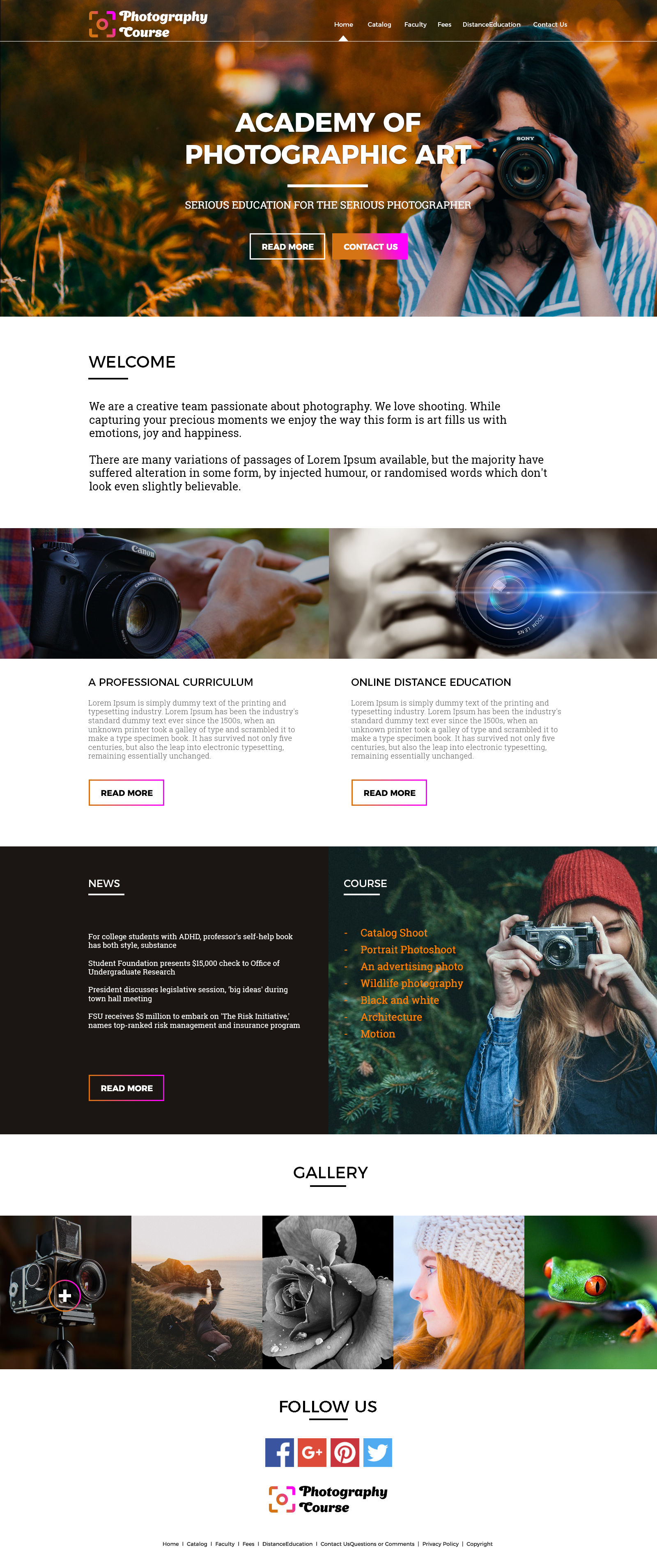 Photography Course Website Template