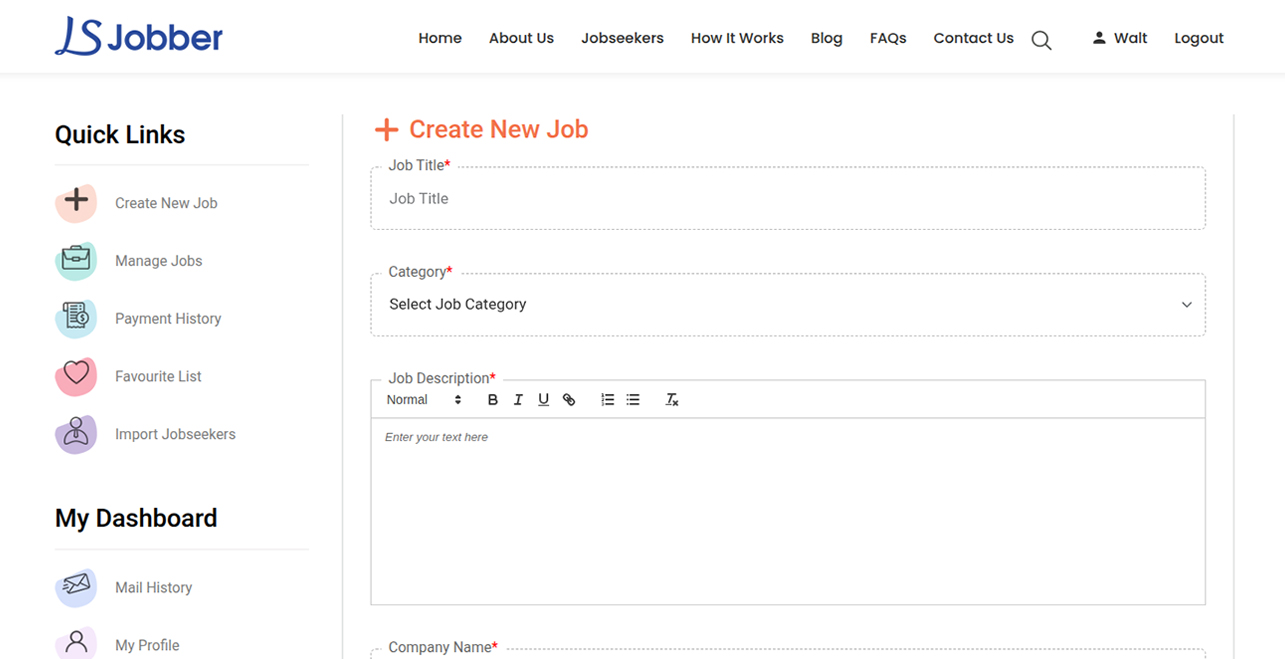 Create New Job